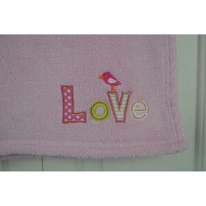 Snugly Baby Pink Baby Blanket Love Bird Security Lovey Girl Green White Orange